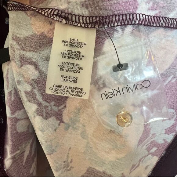 Calvin Klein Petite Sleeveless Printed Pleat-Neck Top Purple - Picture 5 of 6